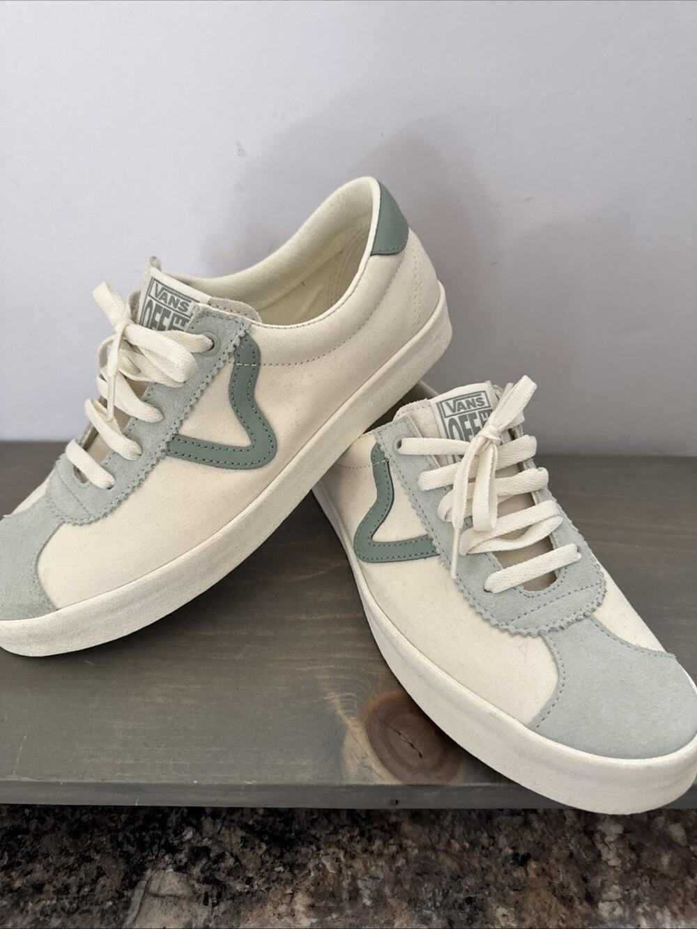 Vans Tri-Tone Sport Low Skate Sneakers Shoes Leather Green US Sz M 9.5/W 11